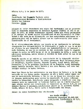 Carta de Ana María Moreyra para el Presidente del Grupo de Trabajo sobre Desapariciones Forzadas ...