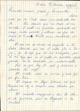 Carta de Eduardo Korsunsky a su mamá, papá y hermanas