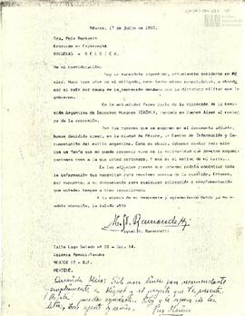 Carta de Miguel N. Ramondetti para Meis Bockaert