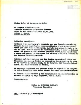 Rendición de egresos de la sede México de la CADHU de los meses de junio y julio de 1980