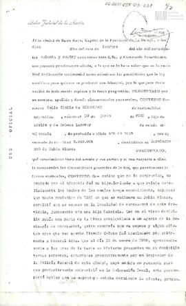 Copia de declaración testimonial de Celia Jinkis de Korsunsky