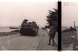 Fotografía del desembarco Argentino en el marco de la guerra de Malvinas