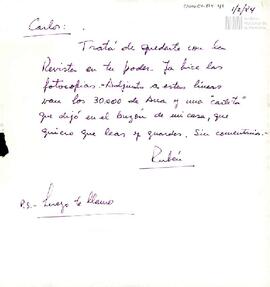 Carta de Rubén Roitvan Geldstein para Carlos González Gartland