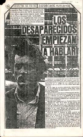 Publicación Argentina día por día "  Los desaparecidos empiezan a hablar"