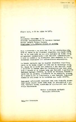 Carta de Carlos González Gartland para el Secretario Ejecutivo de la Comisión Interamericana de D...