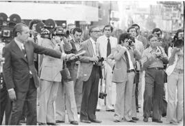 Fotografía de periodistas en acto conmemorativo del 164 aniversario de la Batalla de Tucumán