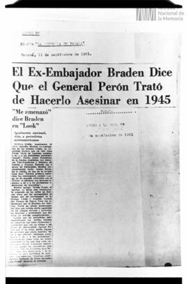 Fotografía de documentación periodística referida a la consigna "Braden o Perón"