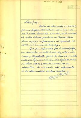 Carta a un juez aportando información sobre el caso de Eduardo Korsunksy
