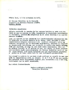 Rendición de egresos de la Sede México de la CADHU del mes de octubre de 1981