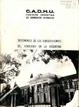 Publicación "Testimonios de los sobrevivientes del genocidio en la Argentina"