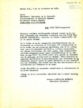 Carta de Carlos González Gartland para el Secretario Ejecutivo de la Comisión Interamericana de D...