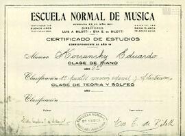 Certificado de estudios de la Escuela Normal de Música