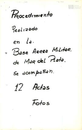 Actas de procedimiento de La Cueva (Base Aérea Militar de Mar del Plata)