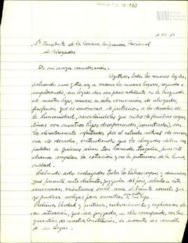 Fotocopia de carta de Celia Jinkis de Korsunsky al Presidente de la Novena Conferencia de Abogados