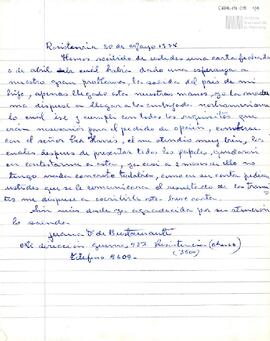 Carta de Juana de Bustamante para la Comisión Argentina de Derechos Humanos (CADHU)