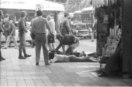 Fotografía de represión en la movilización de la CGT Brasil