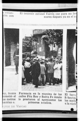 Fotografía  de periódico sobre el atentado al Coronel Héctor Benigno Varela