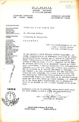 Cartas de Rubén Ricardo Roitvan Geldstein y Carlos González Gartland para el Secretario de la Gob...