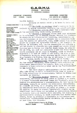 Carta de Gustavo Adolfo Roca Deheza para Carlos González Gartland