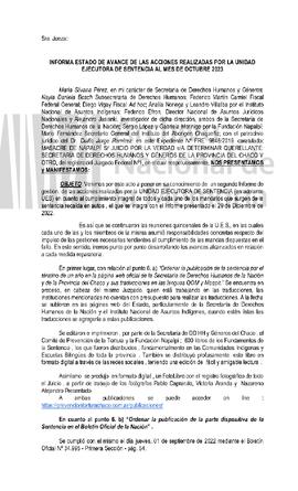 Segundo informe de avance de la Unidad para la Ejecución de la Sentencia de la Causa " Masac...