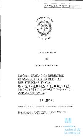Cuerpo 1 de la Causa "Masacre de Napalpí s/juicio por la Verdad"