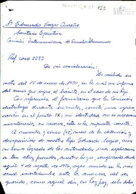 Carta de Celia Jinkis de Korsunsky a la Comisión Interamericana de Derechos Humanos (CIDH)