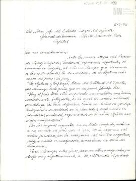 Fotocopia de carta de Celia Jinkis de Korsunsky al General Roberto Eduardo Viola