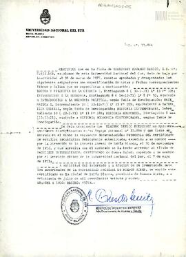 Certificado universitario de Eduardo Sergio Korsunsky