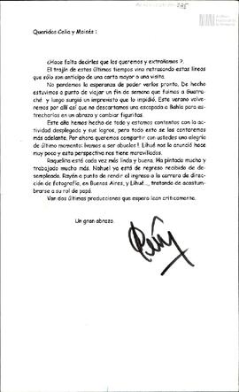 Carta de un productor no identificado para Celia Jinkis de Korsunsky y Moisés Korsunsky