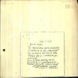 Fotocopia de panfleto manuscrito