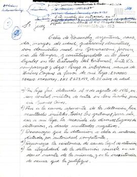 Borrador de habeas corpus sobre Eduardo Korsunsky
