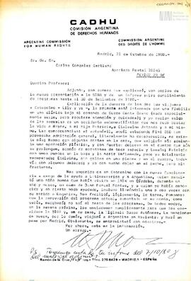 Carta de Gustavo Adolfo Roca Deheza para Carlos González Gartland