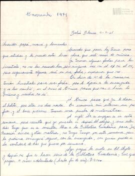 Carta de Eduardo Korsunsky a su mamá, papá y hermanas
