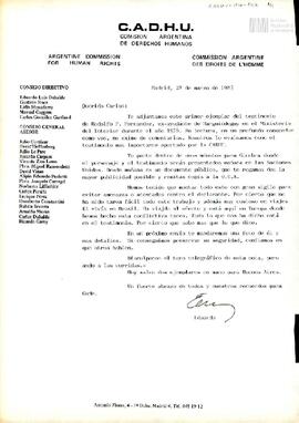 Carta de Eduardo Luis Duhalde para Carlos González Gartland