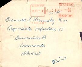 Sobre de carta de Eduardo Korsunsky probablemente de su papá