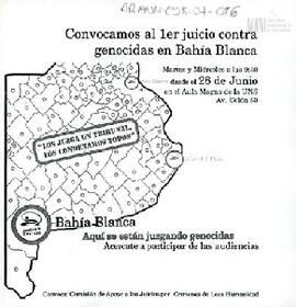 Convocatoria al primer juicio contra genocidas en Bahía Blanca