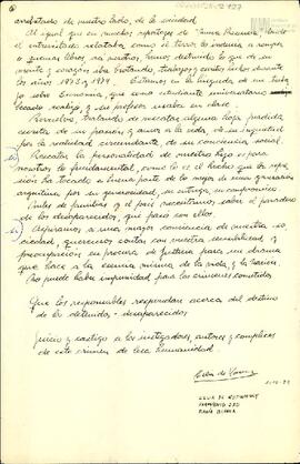 Fragmento de una carta de Celia Jinkis de Korsunsky