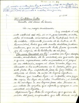 Borrador de carta de Celia Jinkis de Korsunsky a La Nación