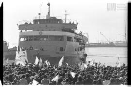 Fotografía del regreso de combatientes de Malvinas