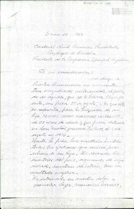 Fotocopia de carta de Celia Jinkis de Korsunsky a la Conferencia Episcopal Argentina