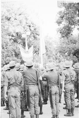 Fotografía de formación de soldados en acto conmemorativo del 164 aniversario de la Batalla de Tu...