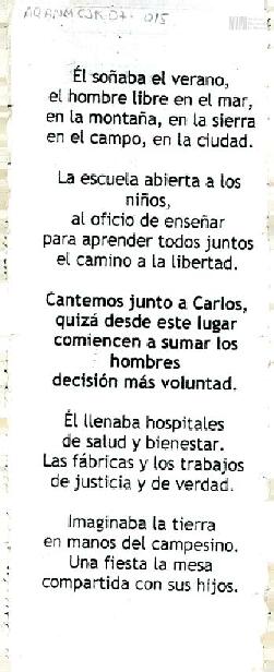 Fotocopia de poesía referida a Carlos