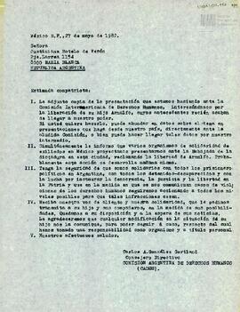 Carta de Carlos González Gartland para Justiniana Sotelo de Verón