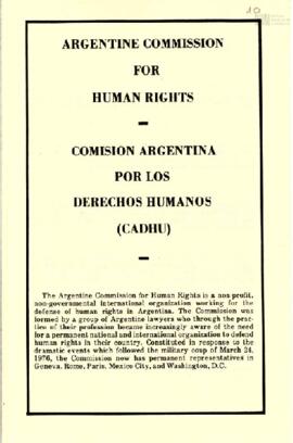 Folleto de la Comisión Argentina por los Derechos Humanos  (CADHU)