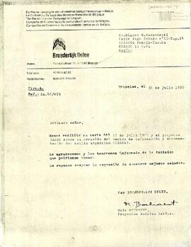 Carta de Meis Bockaert para Miguel N. Ramondetti