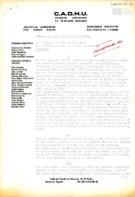 Carta de Carlos González Gartland para el Tribunal de Conciencia sobre los crímenes contra el pue...