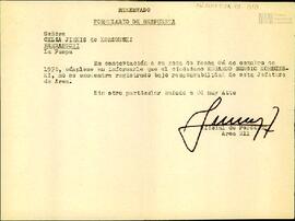 Carta del Área 211 del Comando del II Cuerpo de Ejército