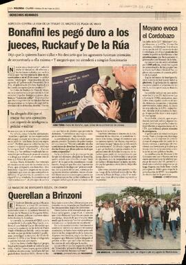 Artículos periodísticos sobre agresión a la hija de Hebe de Bonafini y sobre querella a Ricardo B...