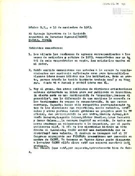 Rendición de egresos de la Sede México de la CADHU de los meses de septiembre y octubre de 1983