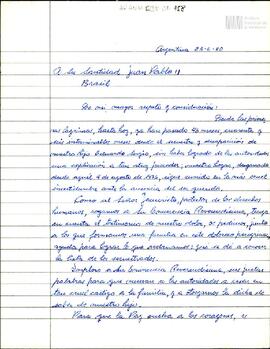 Carta de Celia Jinkis de Korsunsky al Papa Juan Pablo II